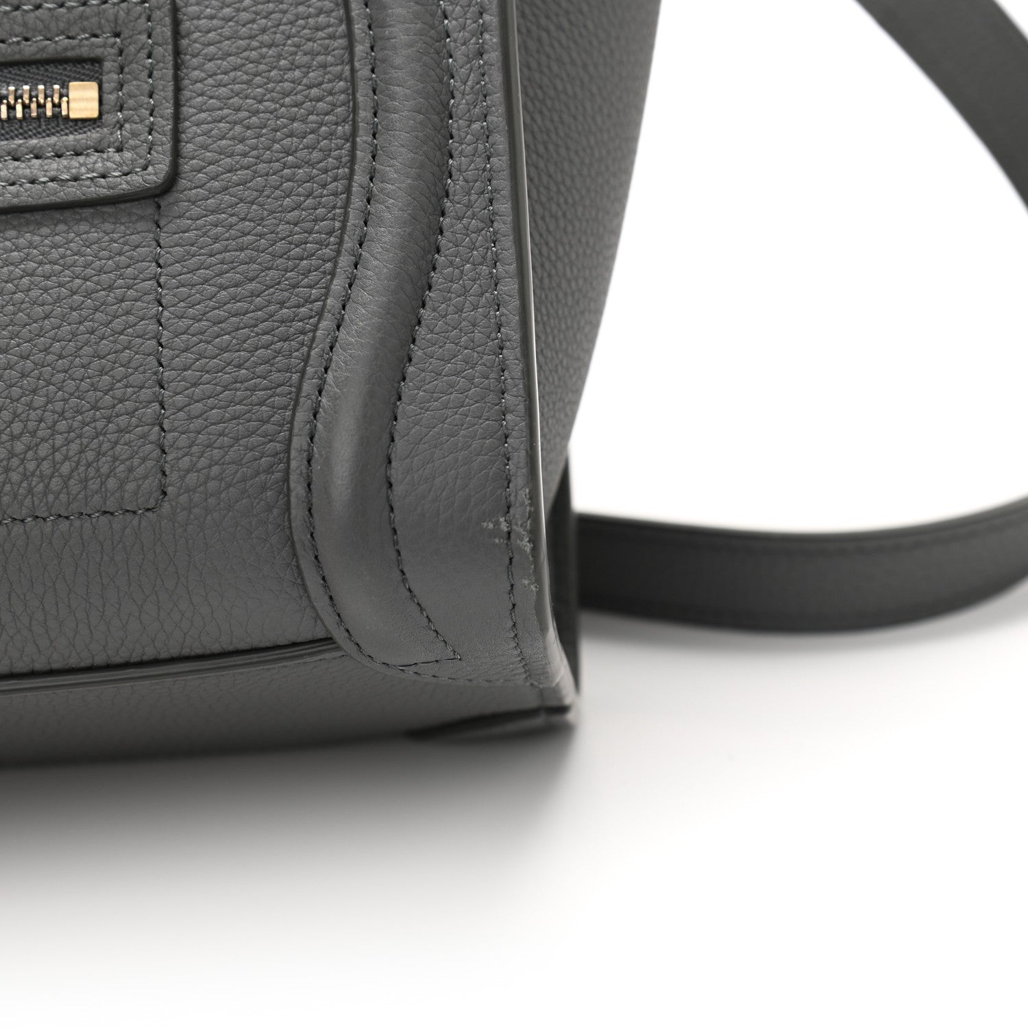 Celine Drummed Calfskin Nano Luggage Kohl 11 of 11