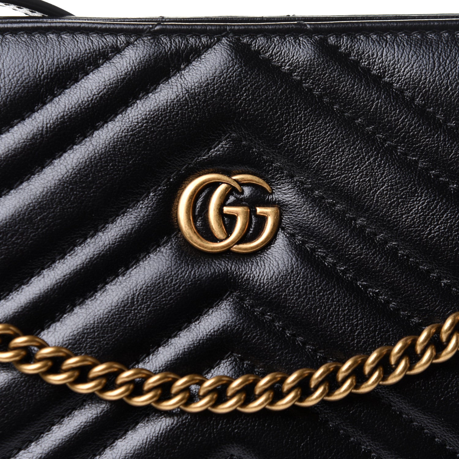Gucci Azalea Calfskin Matelasse Heart Medium GG Marmont Slim Shoulder Bag Black 9 of 11