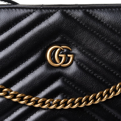 Gucci Azalea Calfskin Matelasse Heart Medium GG Marmont Slim Shoulder Bag Black 9 of 11