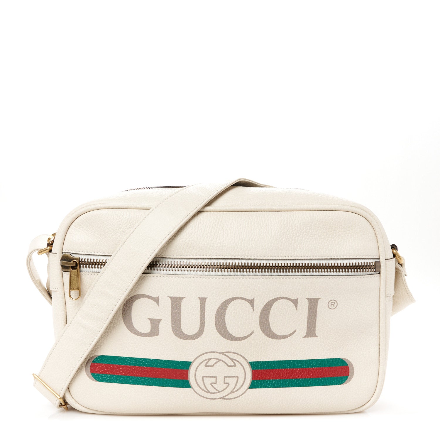 Gucci Pebbled Calfskin Logo Messenger Bag White 1 of 11