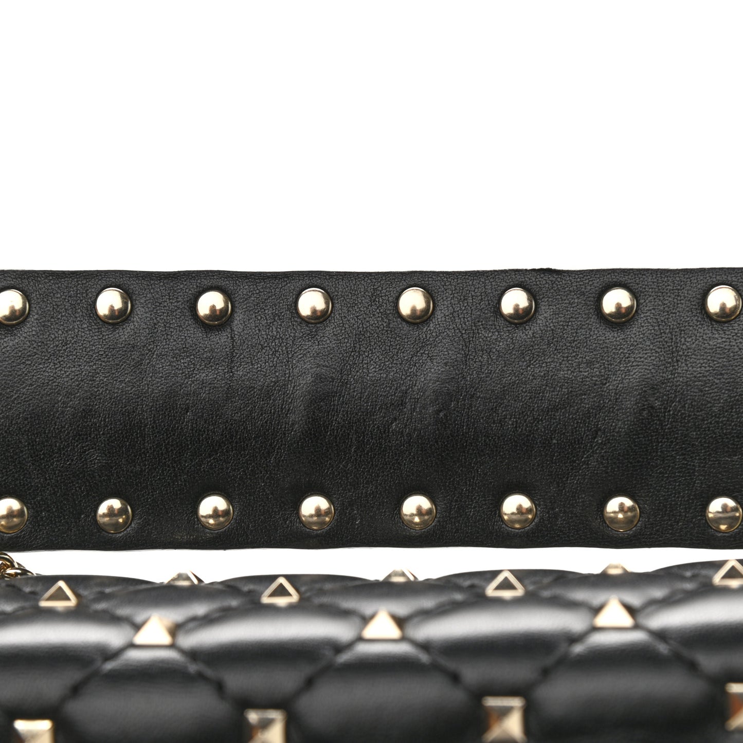 Lambskin Medium Rockstud Spike Shoulder Bag Black