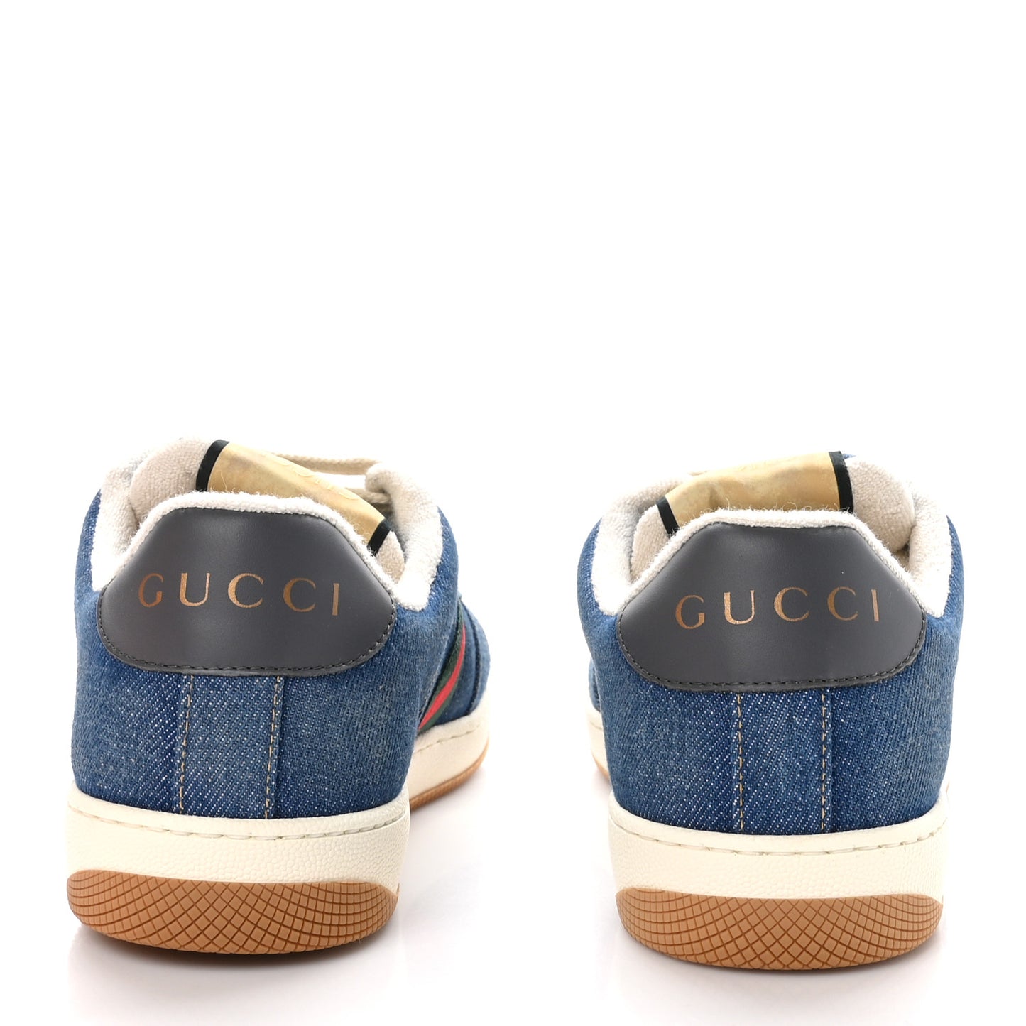 Denim GG Monogram Calfskin Web Mens Screener Sneakers 8 Blue