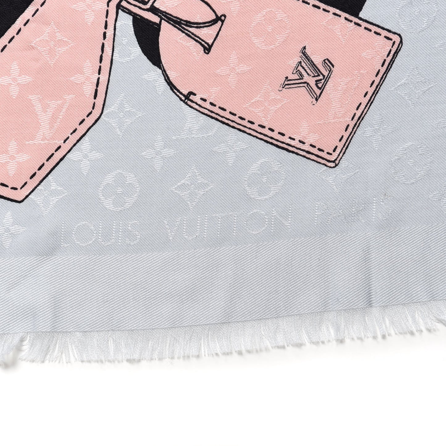 Silk Wool Square Handle Me Scarf Gris