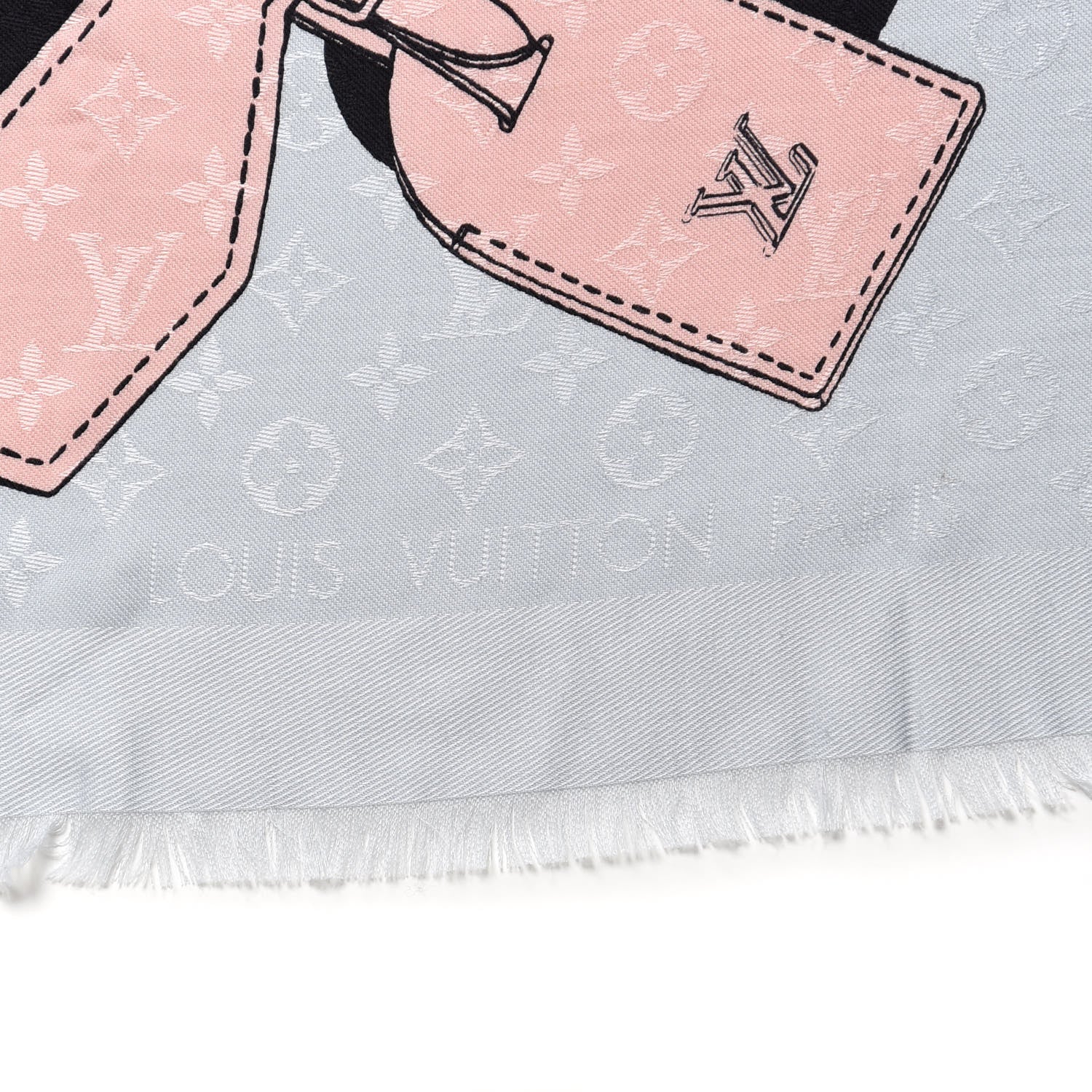 Louis Vuitton Silk Wool Square Handle Me Scarf Gris 4 of 5
