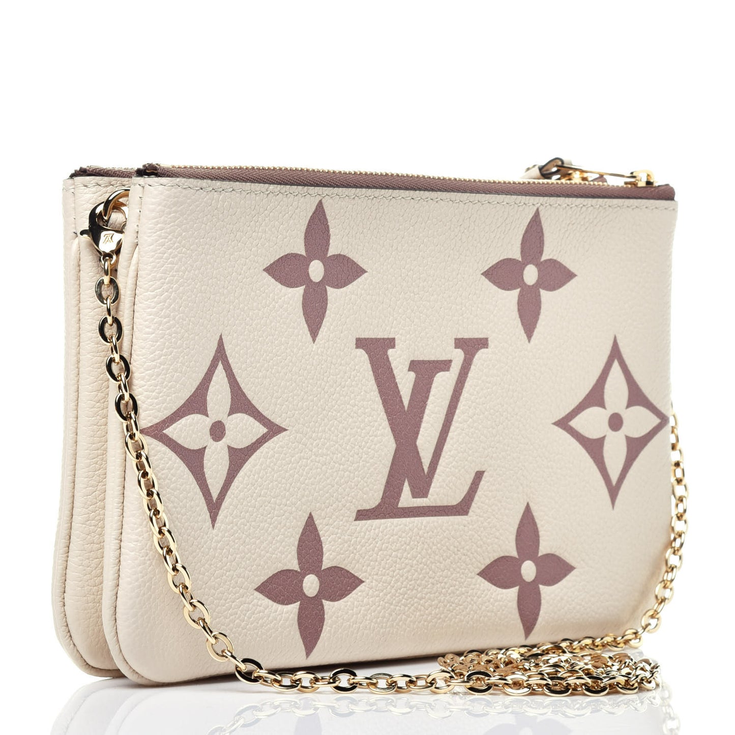 Empreinte Monogram Giant Double Zip Pochette Creme Bois De Rose