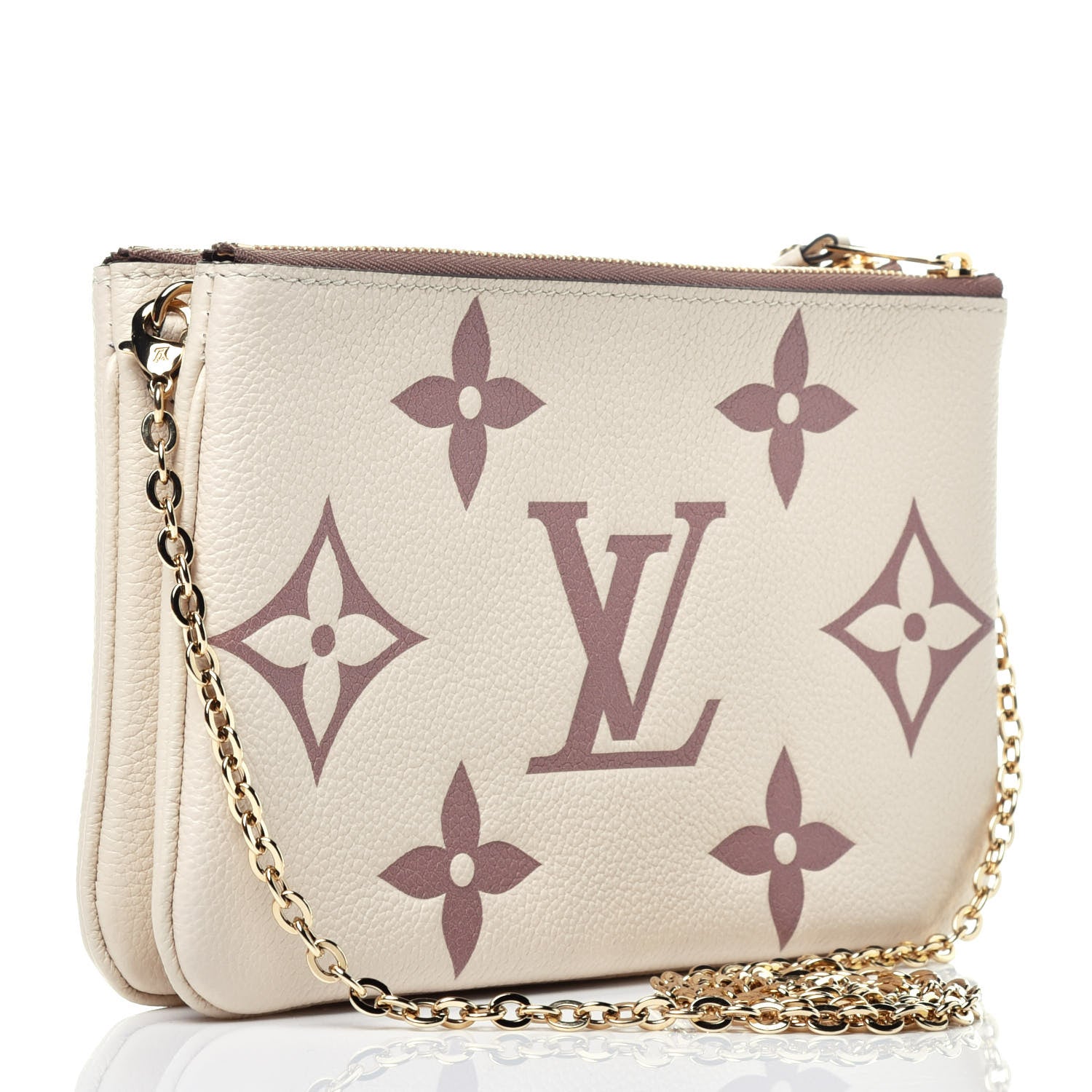 Louis Vuitton Empreinte Monogram Giant Double Zip Pochette Creme Bois De Rose 3 of 9