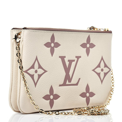 Louis Vuitton Empreinte Monogram Giant Double Zip Pochette Creme Bois De Rose 3 of 9