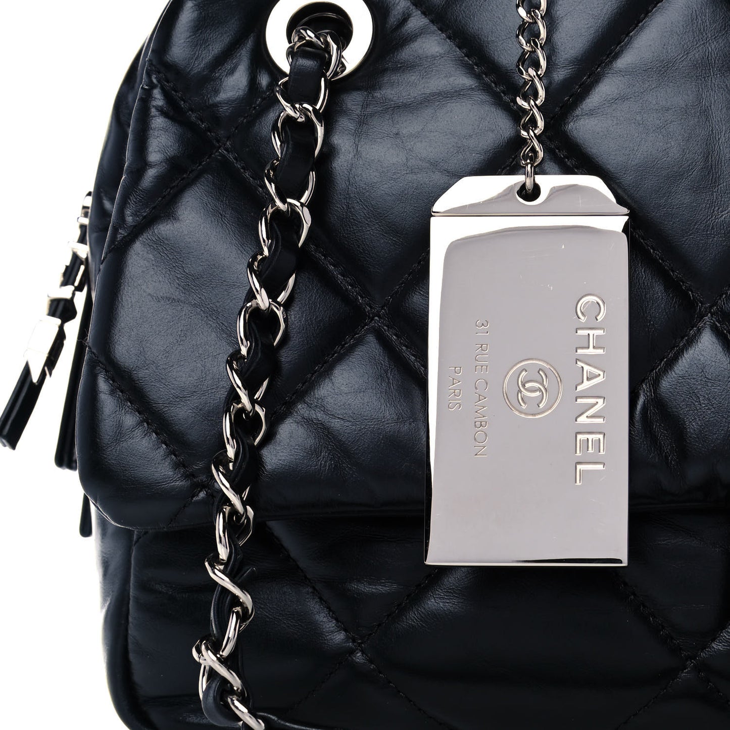Aged Calfskin Quilted Small Express Bowling Bag Black