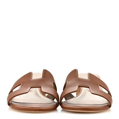 Hermes Calfskin Oasis Sandals 39.5 Gold 3 of 10
