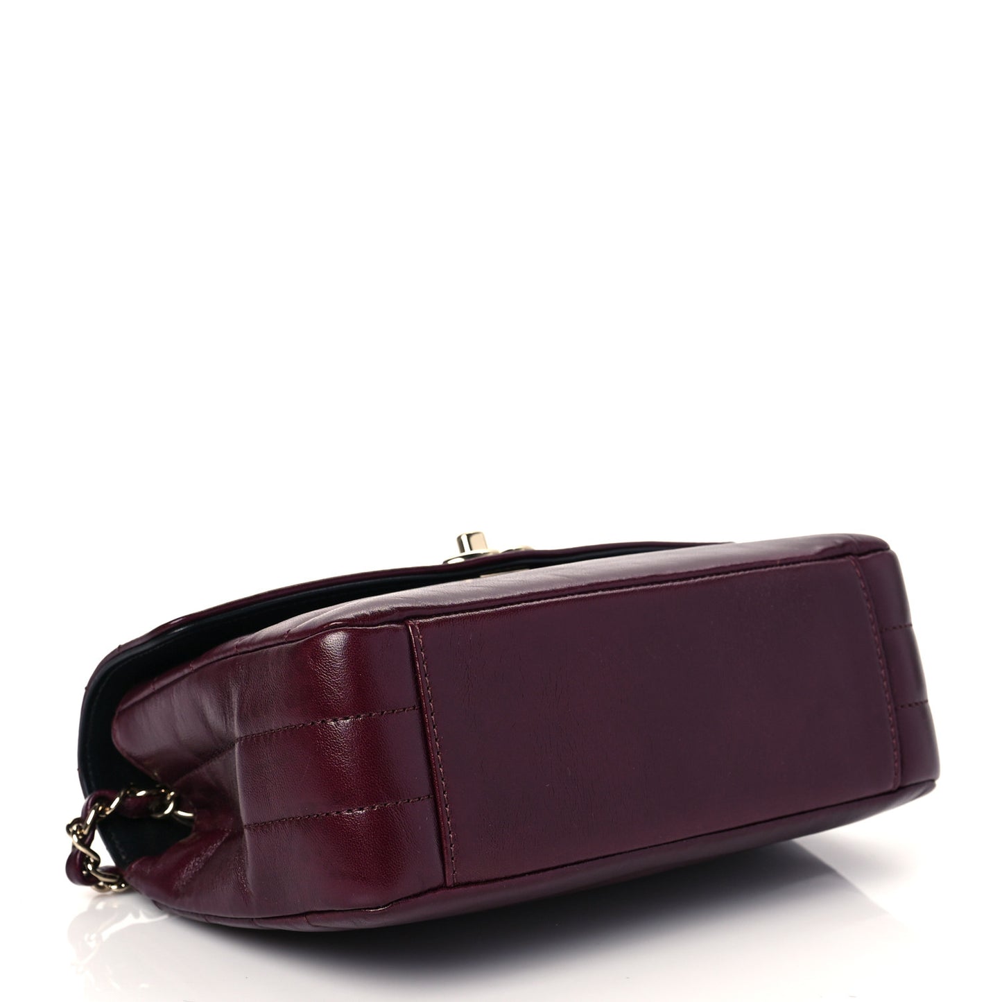 Shiny Lambskin Quilted Small Chevron Miroir Burgundy