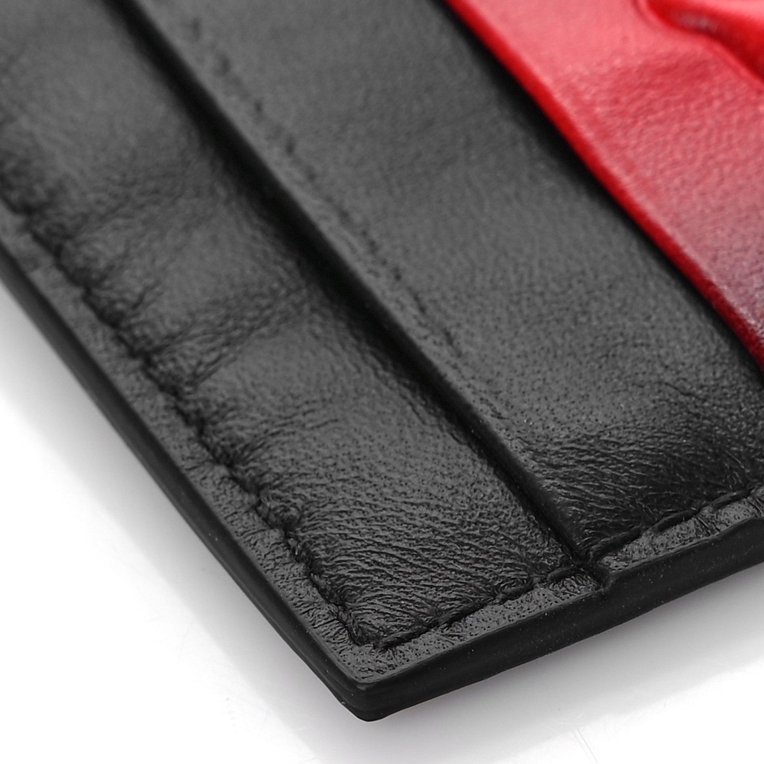 Alexander McQueen Calfskin Rib Cage Card Holder Black Red 7 of 9