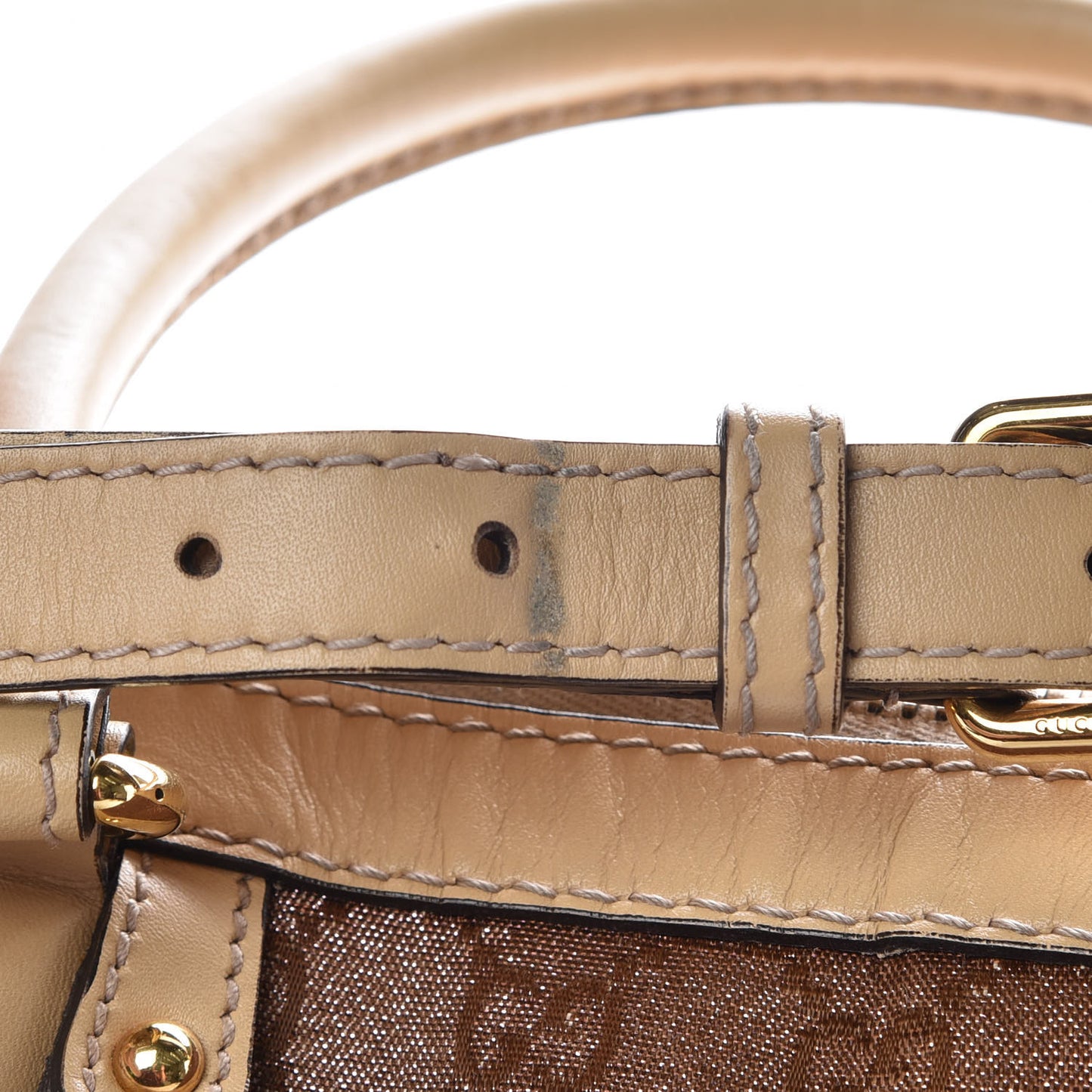 Monogram Lurex Medium Scarlett Studded Interlocking G Top Handle Bag Bronze