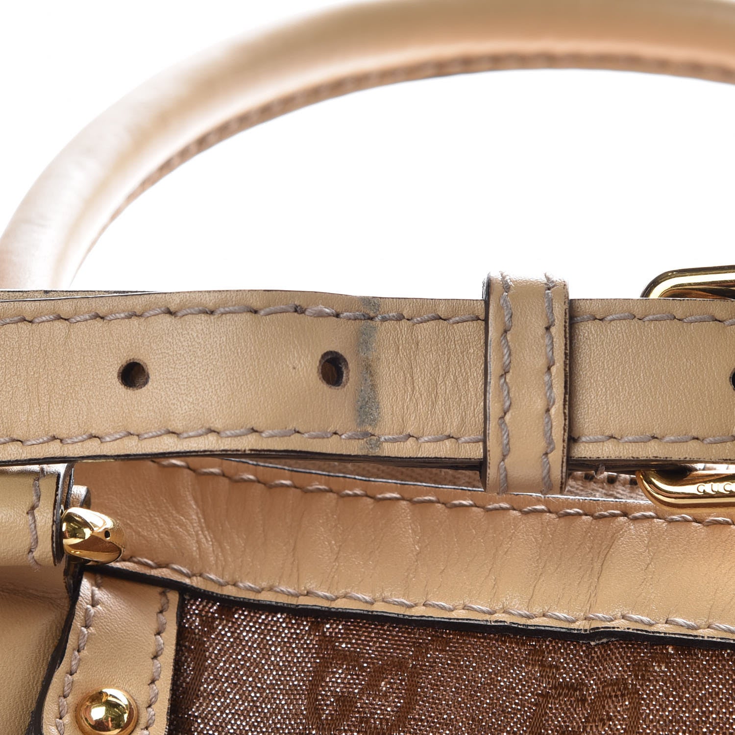 Gucci Monogram Lurex Medium Scarlett Studded Interlocking G Top Handle Bag Bronze 17 of 21