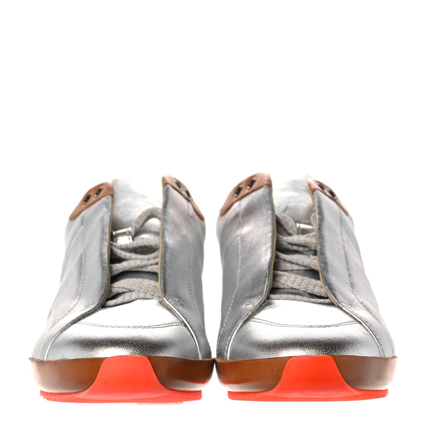 Metallic Nappa Womens Sneakers 38.5 Gris Argente