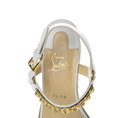 Christian Louboutin Calfskin Zarli Pyraclou 60 Platform Sandals 40 White 7 of 8
