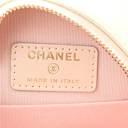Chanel Iridescent Lambskin Quilted Round Clutch With Chain Ivory 5 of 10