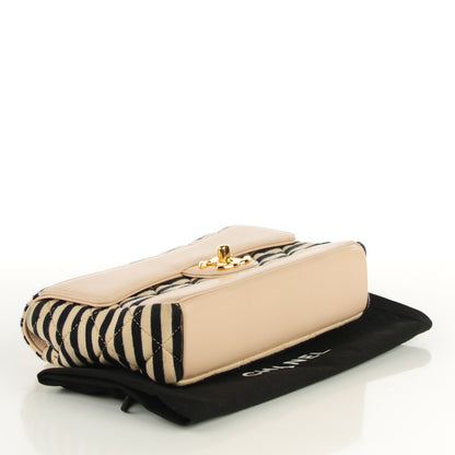 Chanel Jersey Quilted Small Coco Sailor Flap Beige Navy 4 of 10