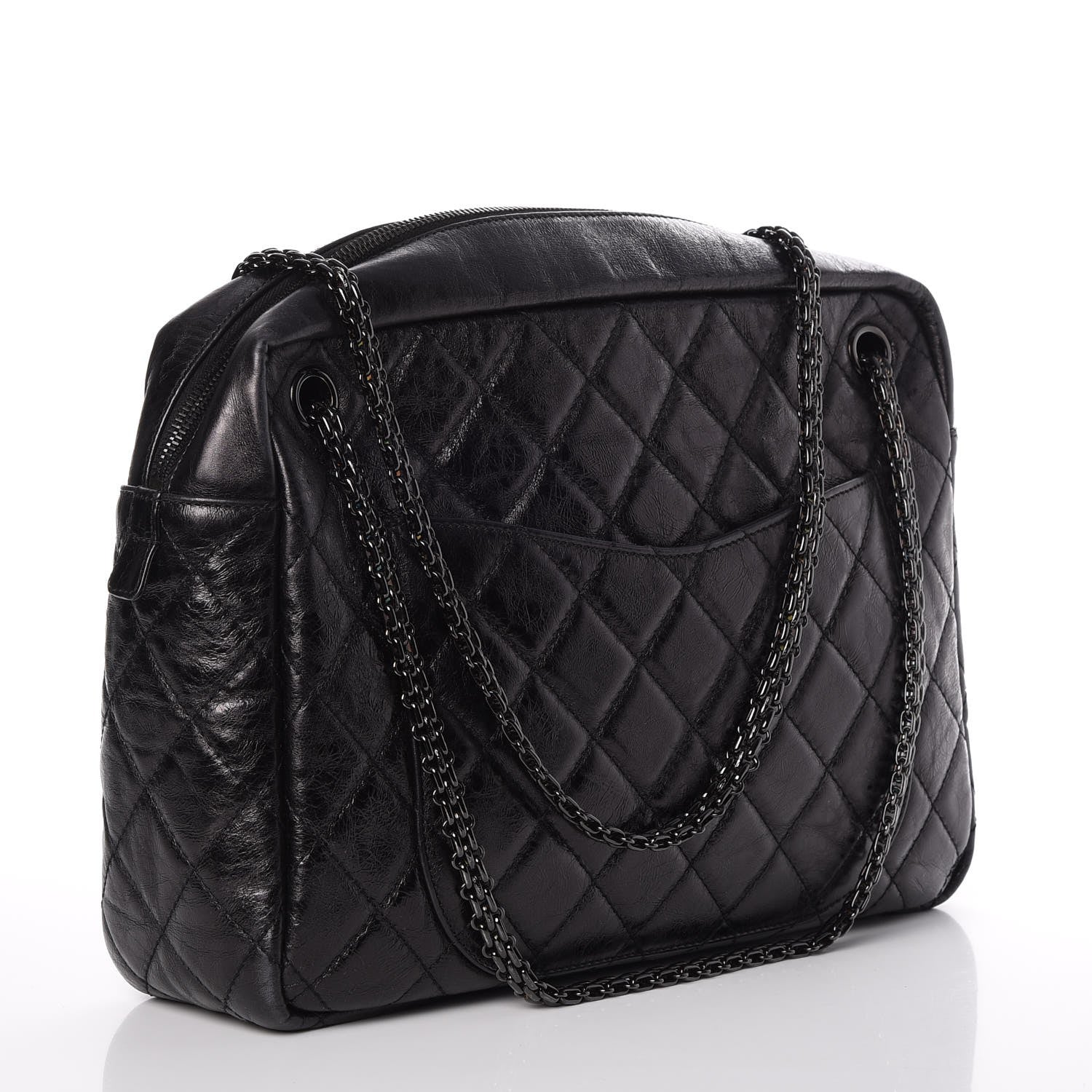 Chanel Metallic Aged Calfskin Quilted Large Reissue Camera Case Black 3 of 8