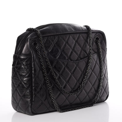 Chanel Metallic Aged Calfskin Quilted Large Reissue Camera Case Black 3 of 8