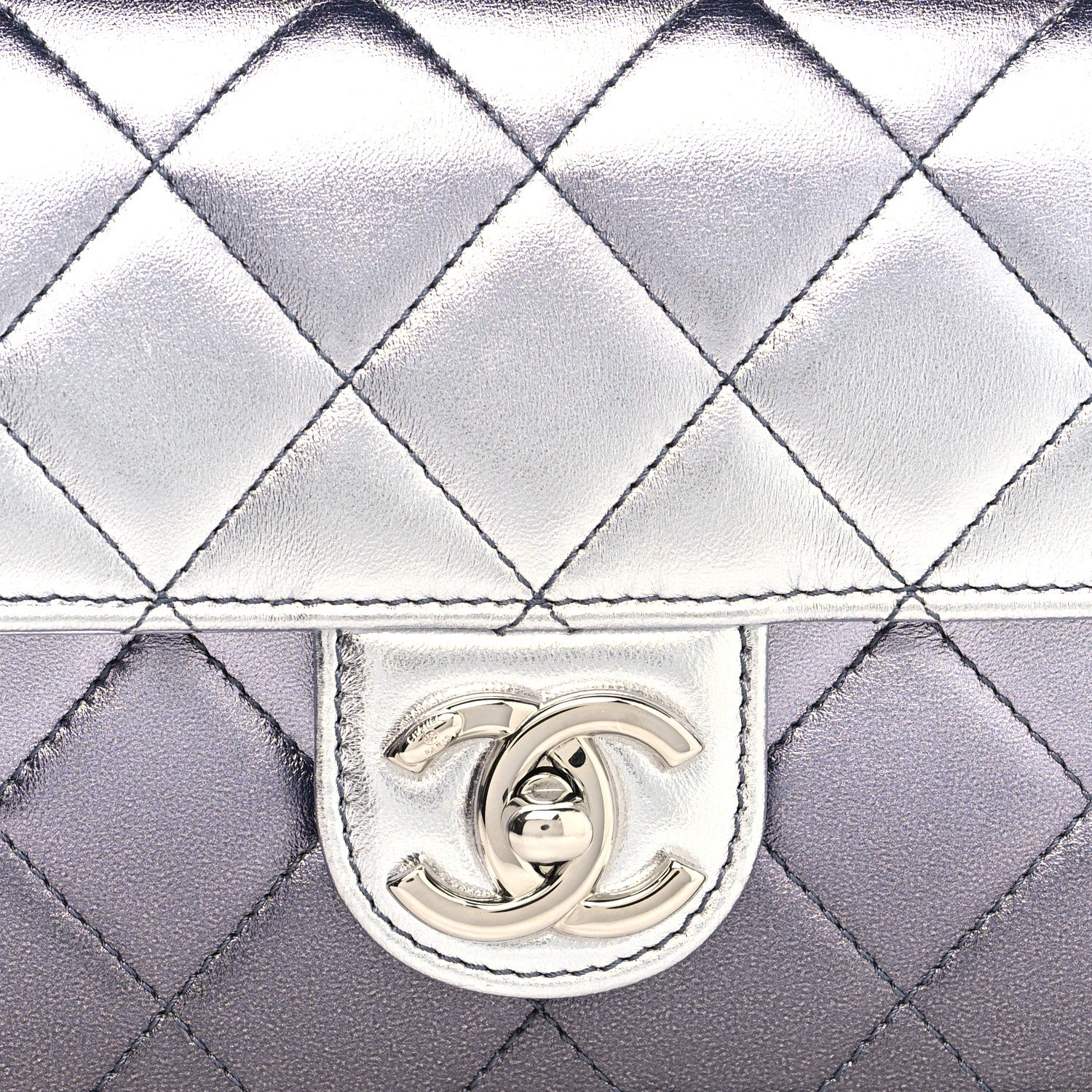 Chanel Metallic Lambskin Like A Wallet Flap Silvery Black 9 of 11