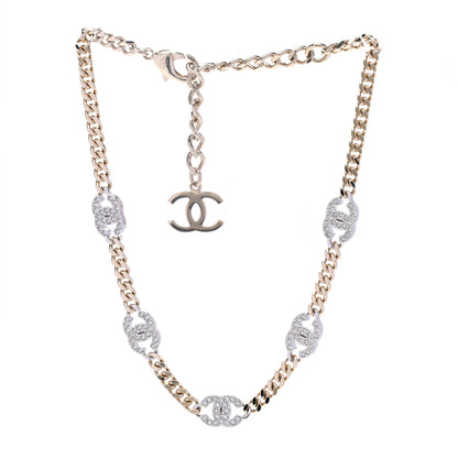 Chanel Crystal Chain CC Necklace Gold Silver 3 of 6