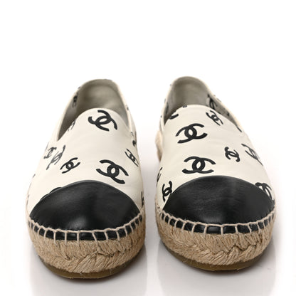 Chanel Lambskin Printed CC Espadrilles 37 White Black 2 of 9