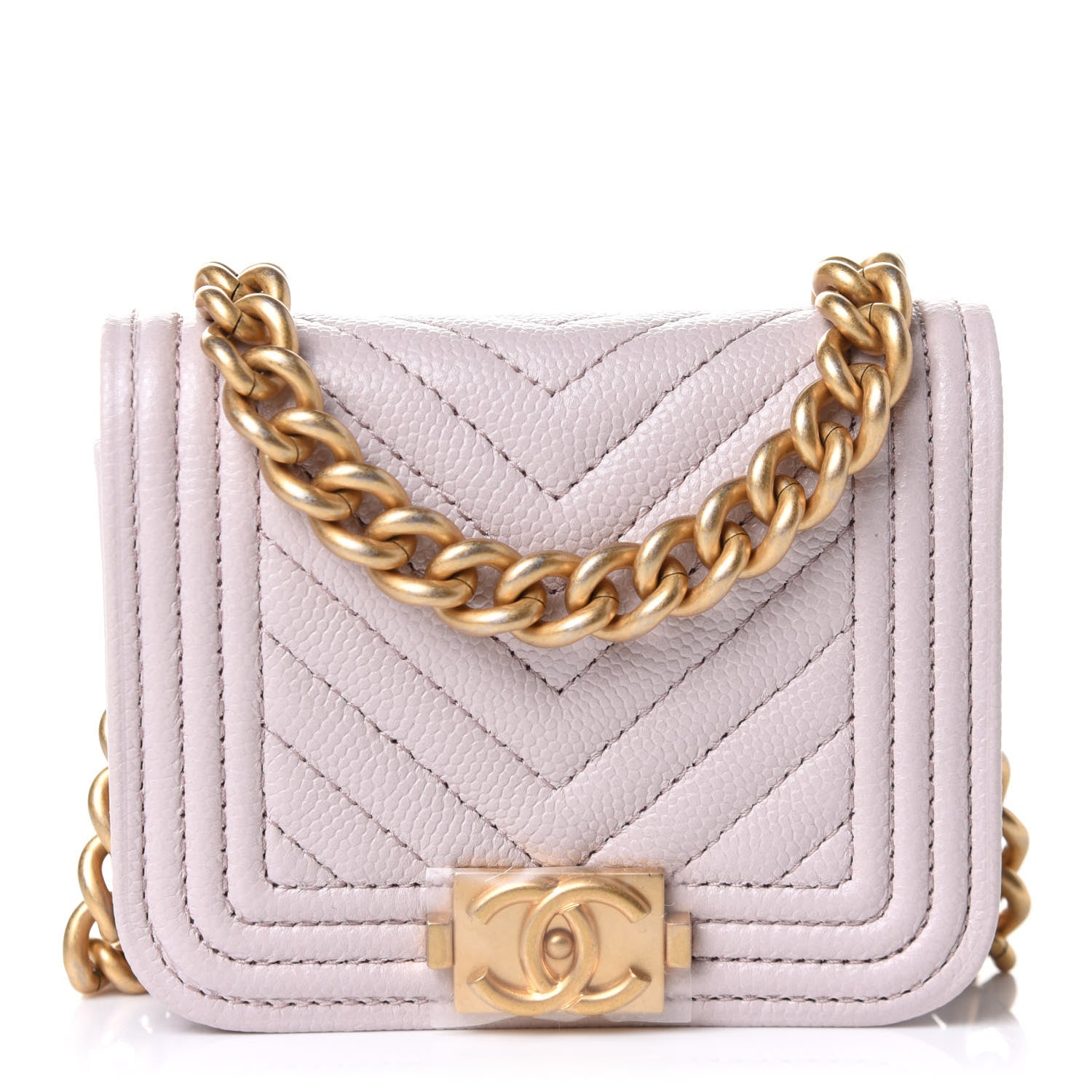 Chanel Caviar Chevron Boy Flap Waist Belt Bag Light Purple 1 of 11