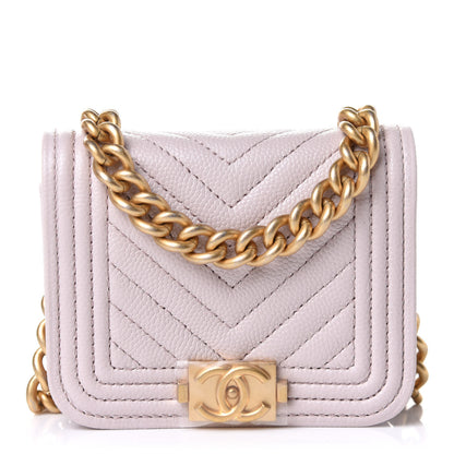 Chanel Caviar Chevron Boy Flap Waist Belt Bag Light Purple 1 of 11