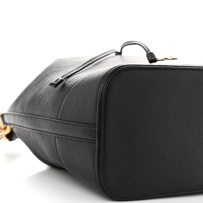 Salvatore Ferragamo Grained Calfskin Gancino Bucket Bag Black 8 of 9