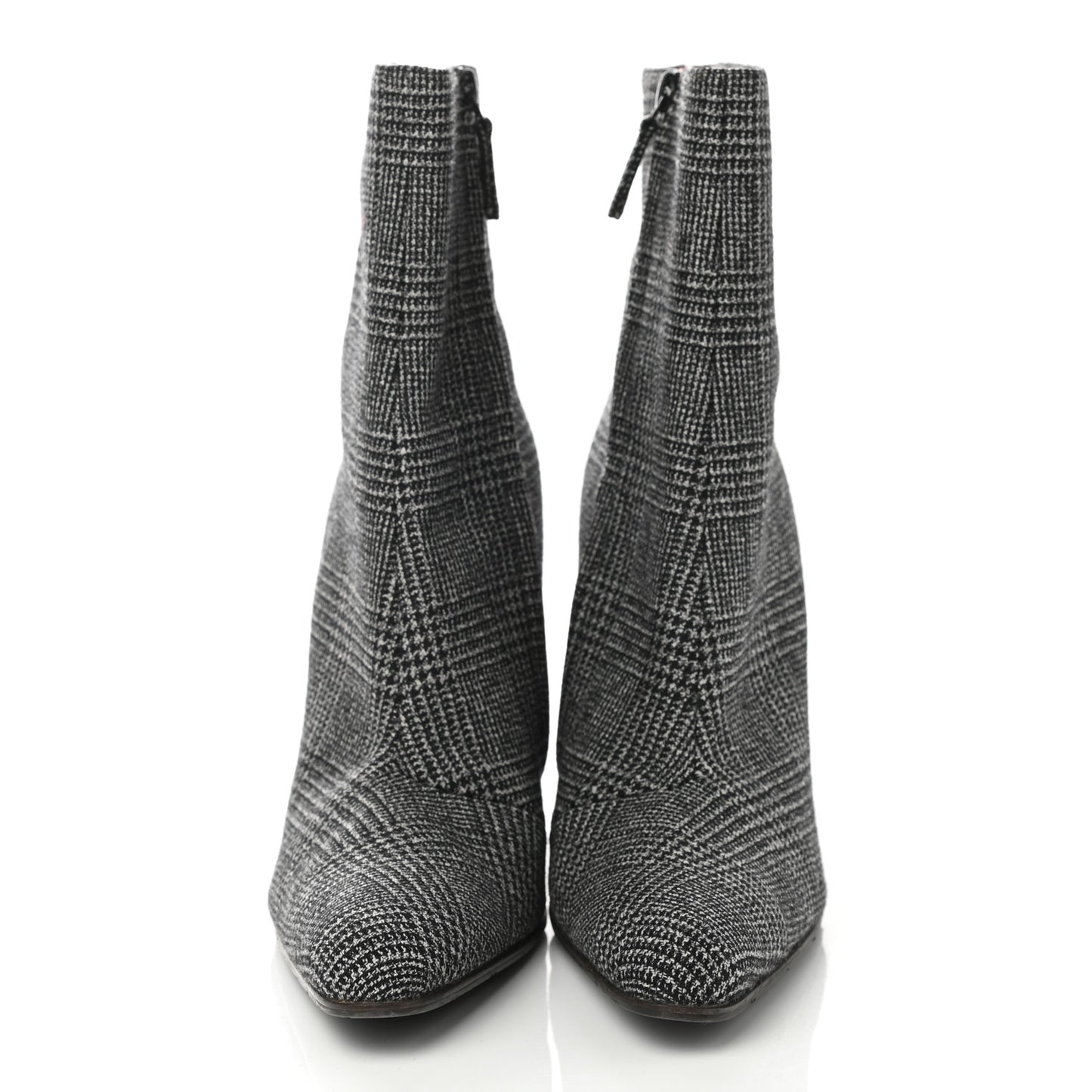 Wool Plaid Ankle Boots 39 Black