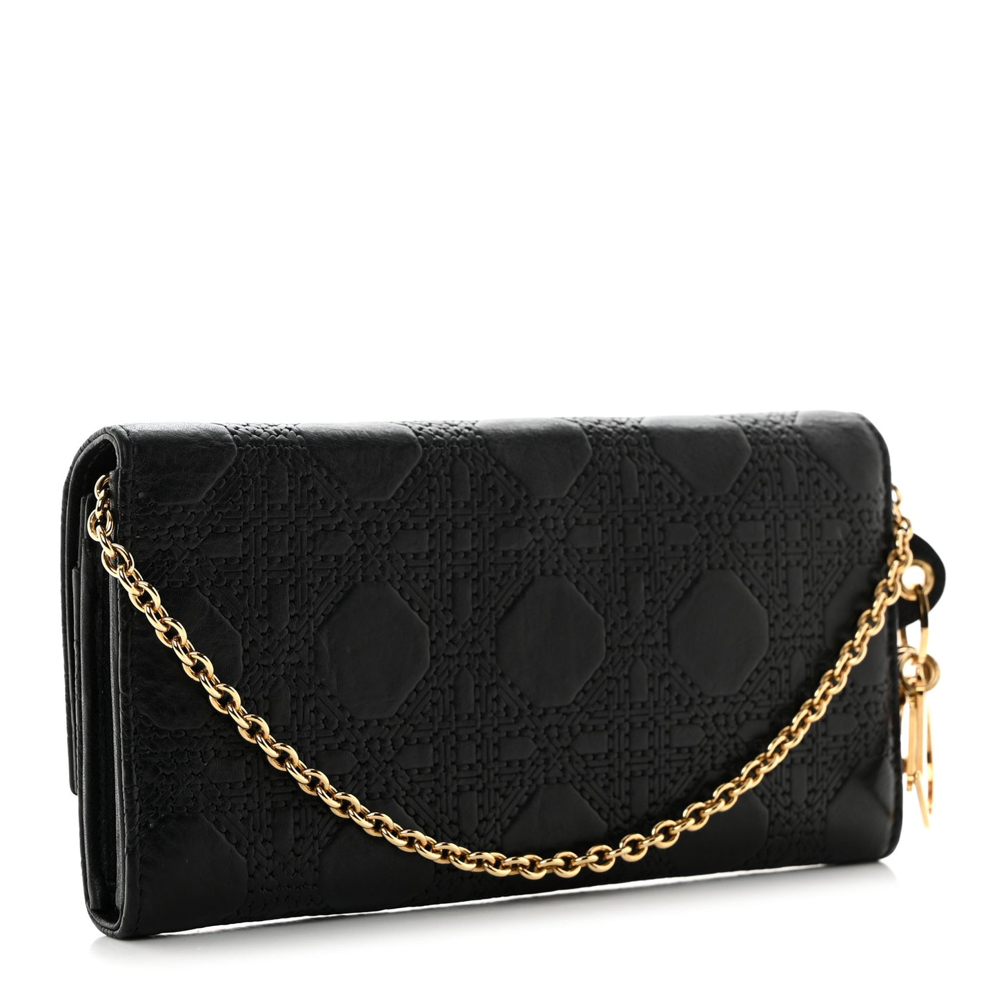 Lambskin Cannage Rendez-vous Chain Wallet Black