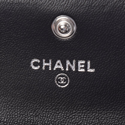 Chanel Lambskin Camellia Embossed Card Holder Wallet Black 6 of 11