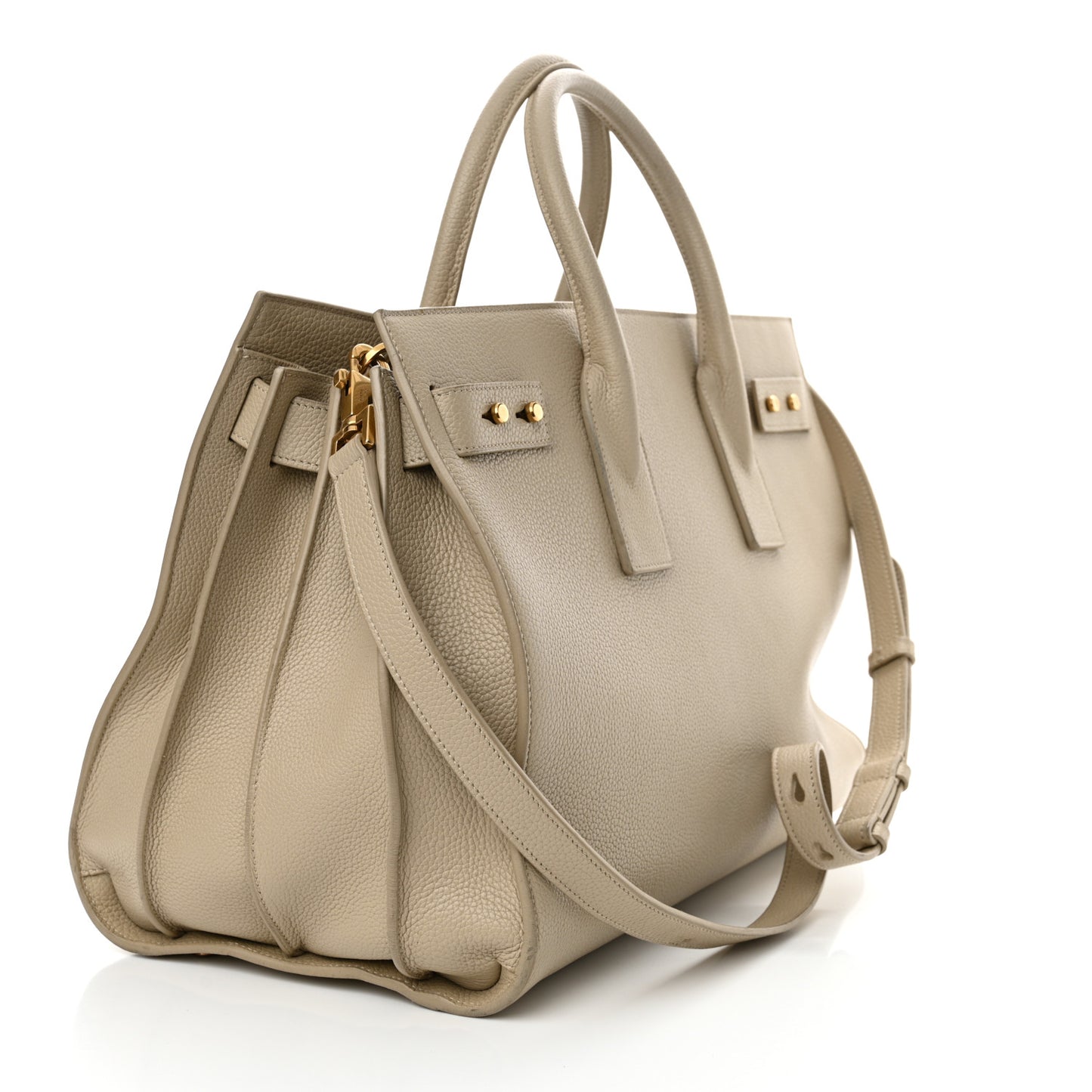 Grained Calfskin Large Souple Sac De Jour Dark Beige