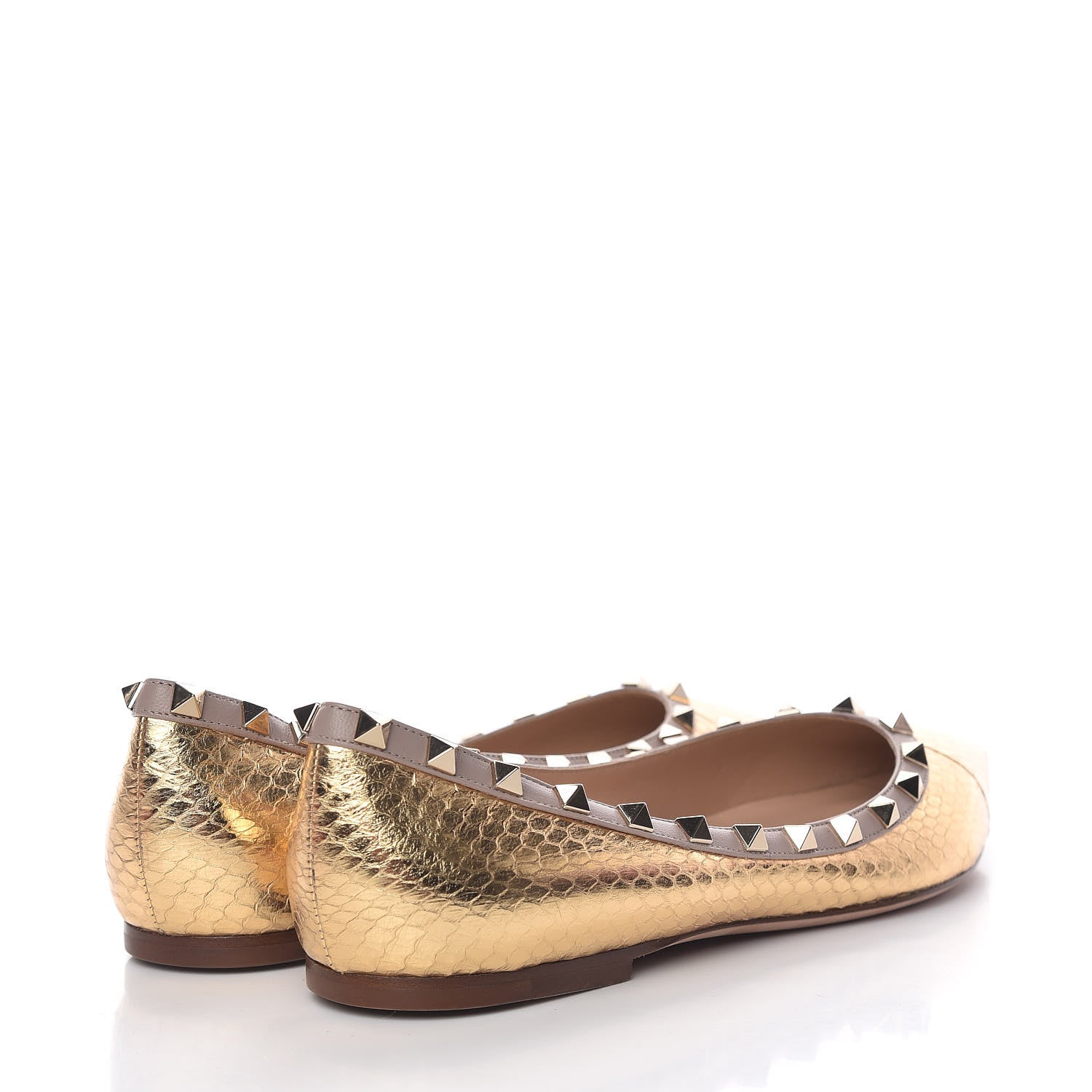Valentino Garavani Metallic Watersnake Rockstud Ballerina Flats 41 Gold Poudre 4 of 12