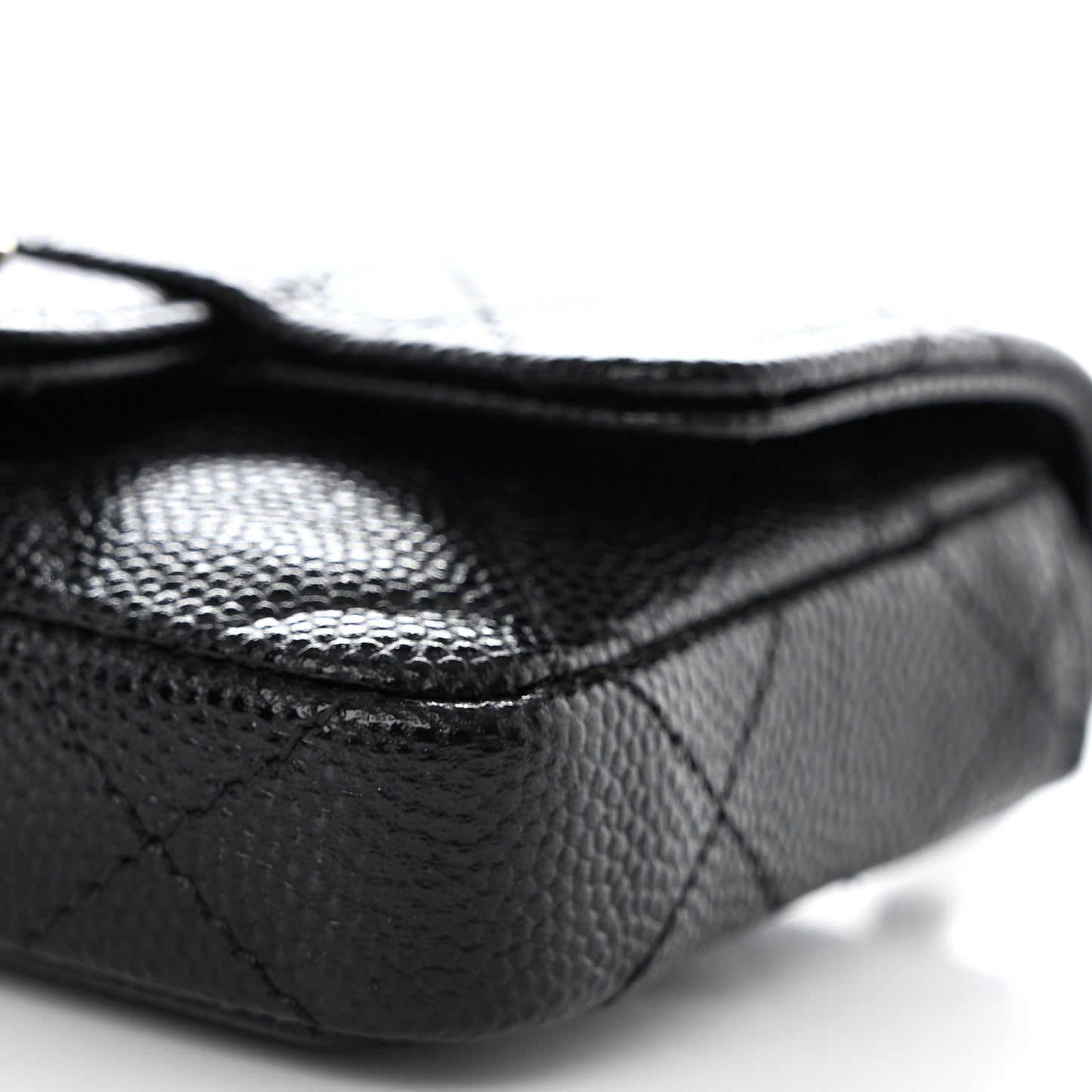 Caviar Quilted Mini Chain Belt Bag Black