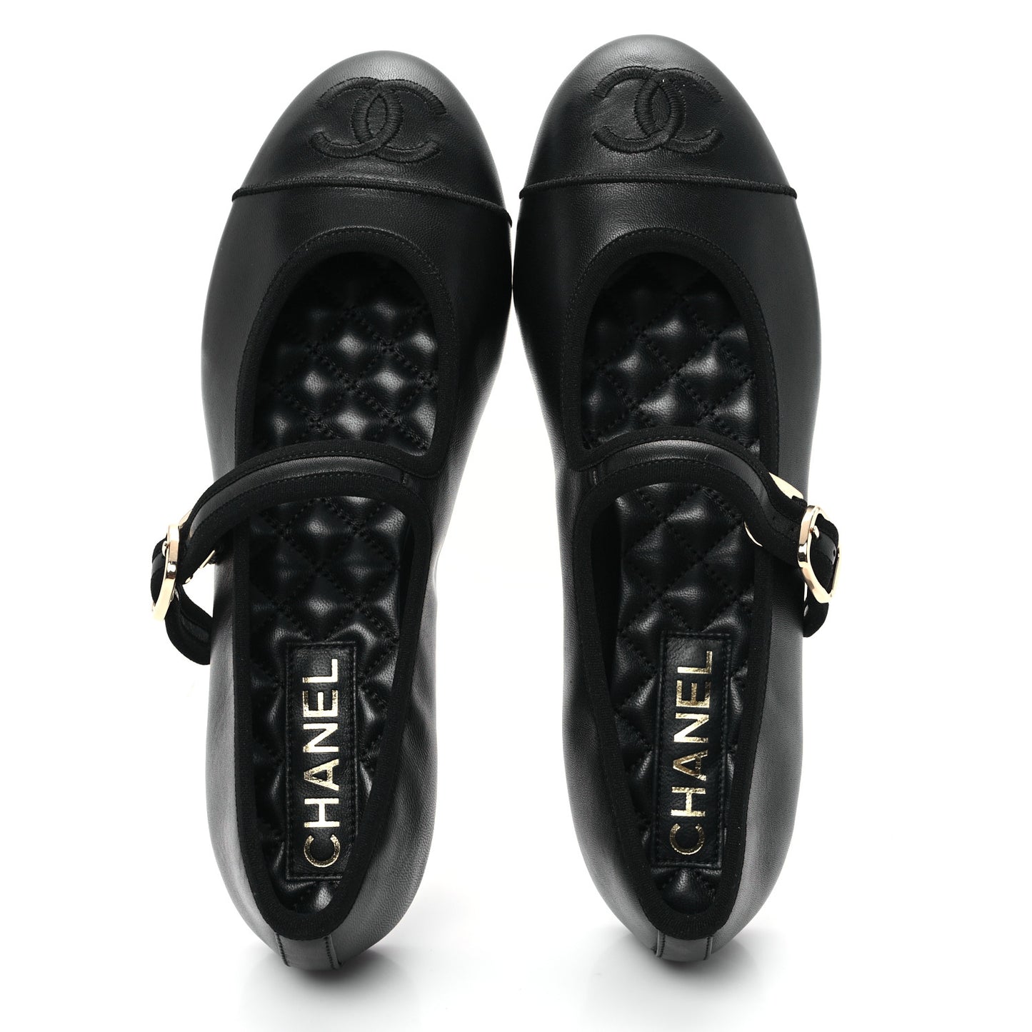 Lambskin Mary Jane Flats 37.5 Black
