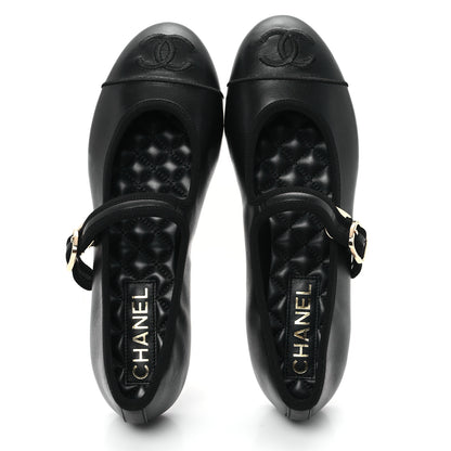 Chanel Lambskin Mary Jane Flats 37.5 Black 2 of 10
