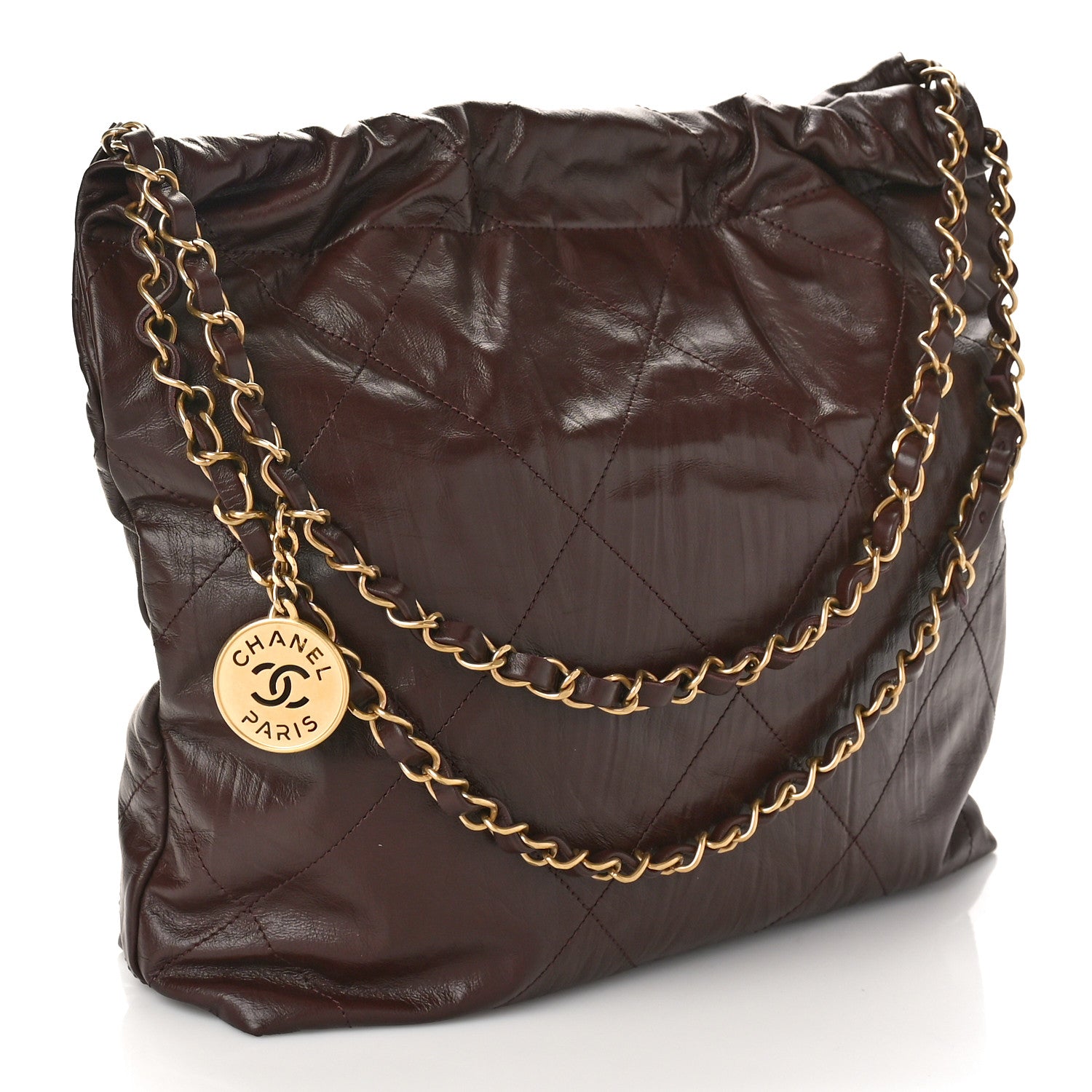 Chanel Shiny Calfskin Quilted Small Chanel 22 Brown 4 of 10