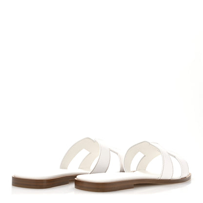 Hermes Box Calfskin Oran Sandals 37 White 5 of 10