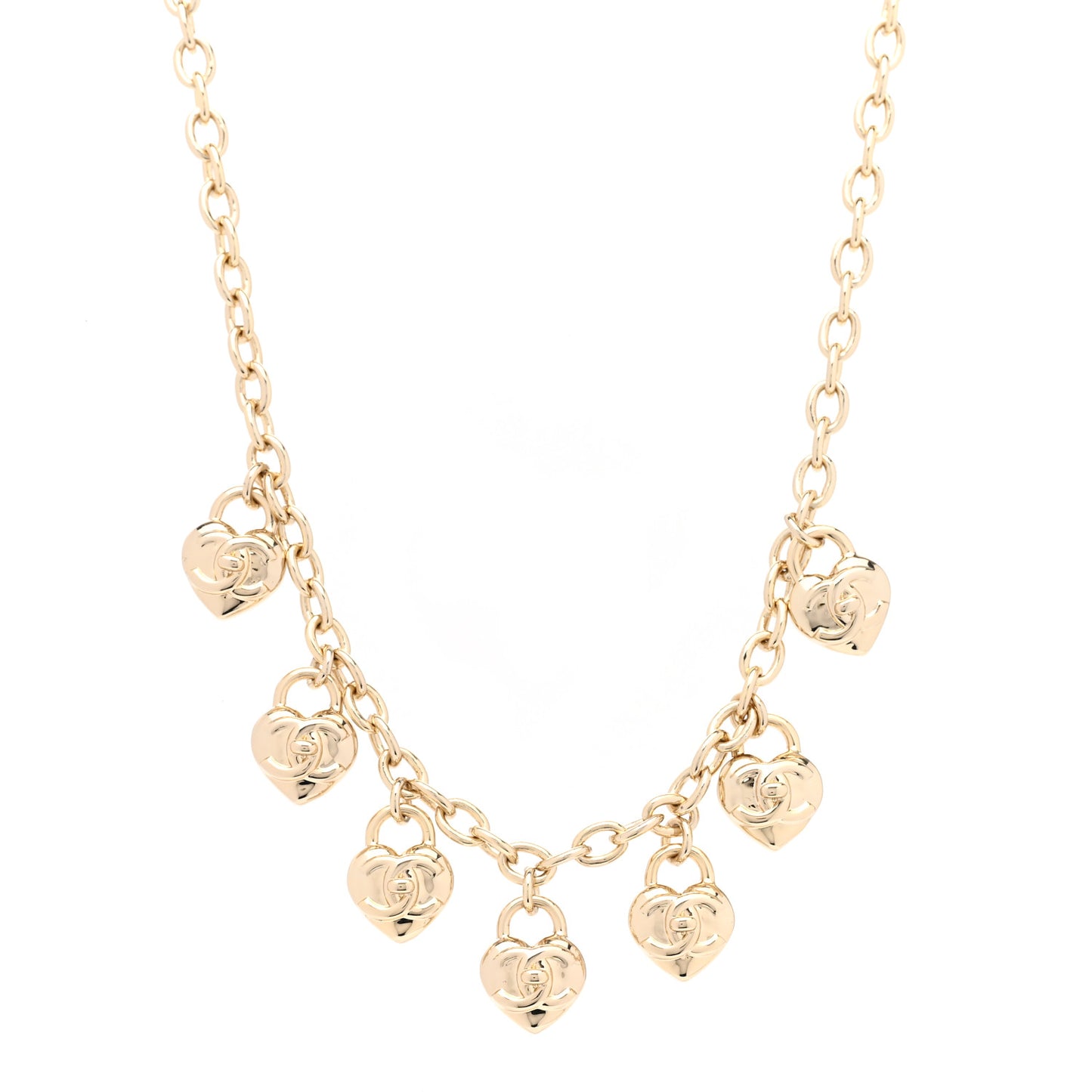 Metal CC Heart Turnlock Charms Choker Gold