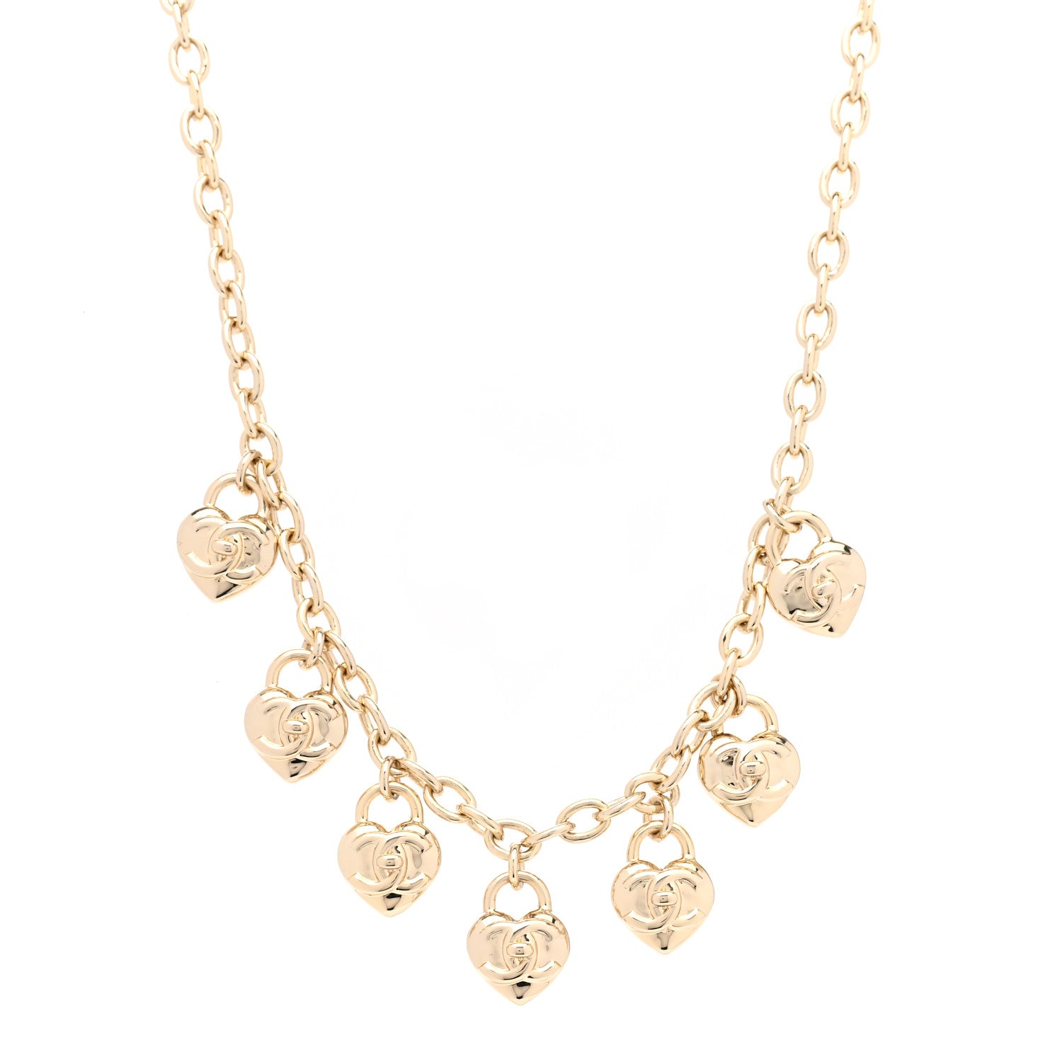 Chanel Metal CC Heart Turnlock Charms Choker Gold 1 of 6