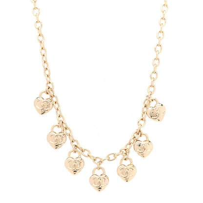 Chanel Metal CC Heart Turnlock Charms Choker Gold 1 of 6