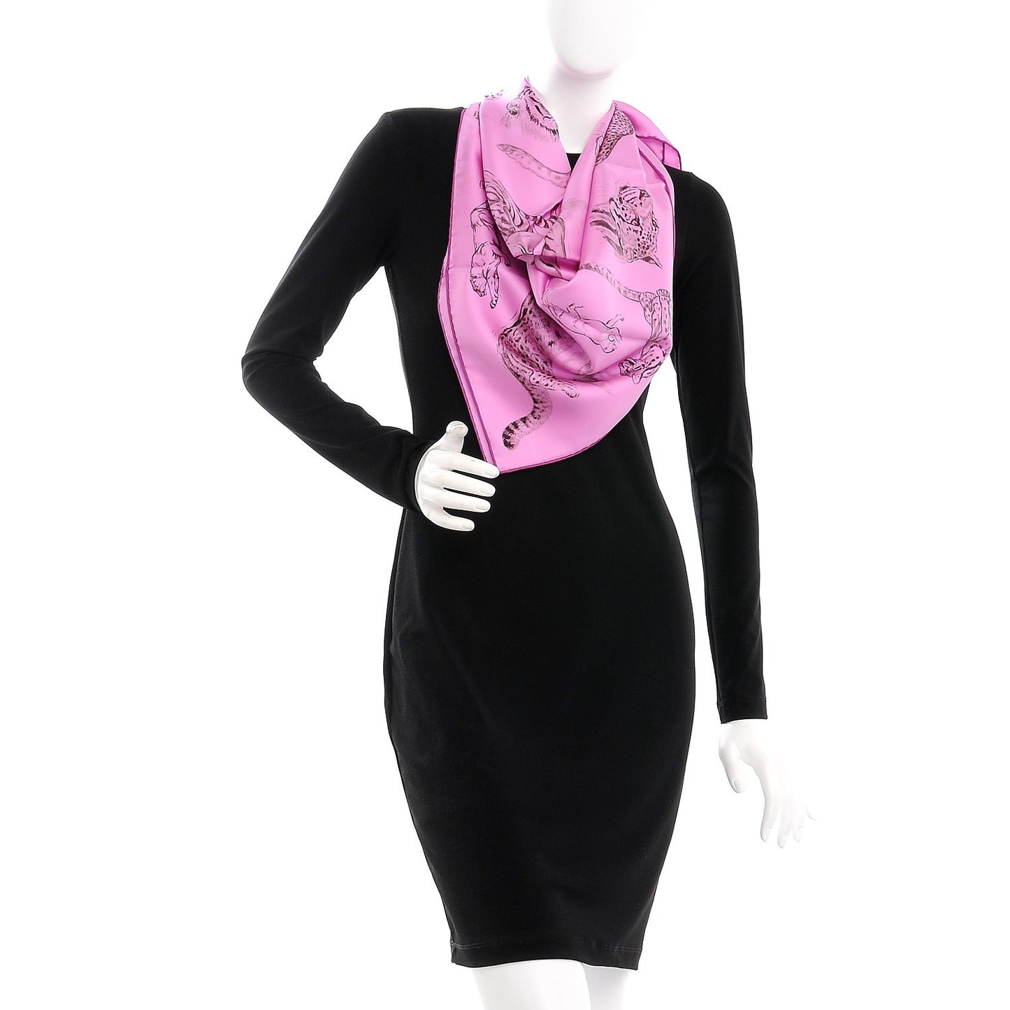 Silk Dans l'atelier de Robert Dallet Scarf 90 Rose Cyclamen Gris Sepia