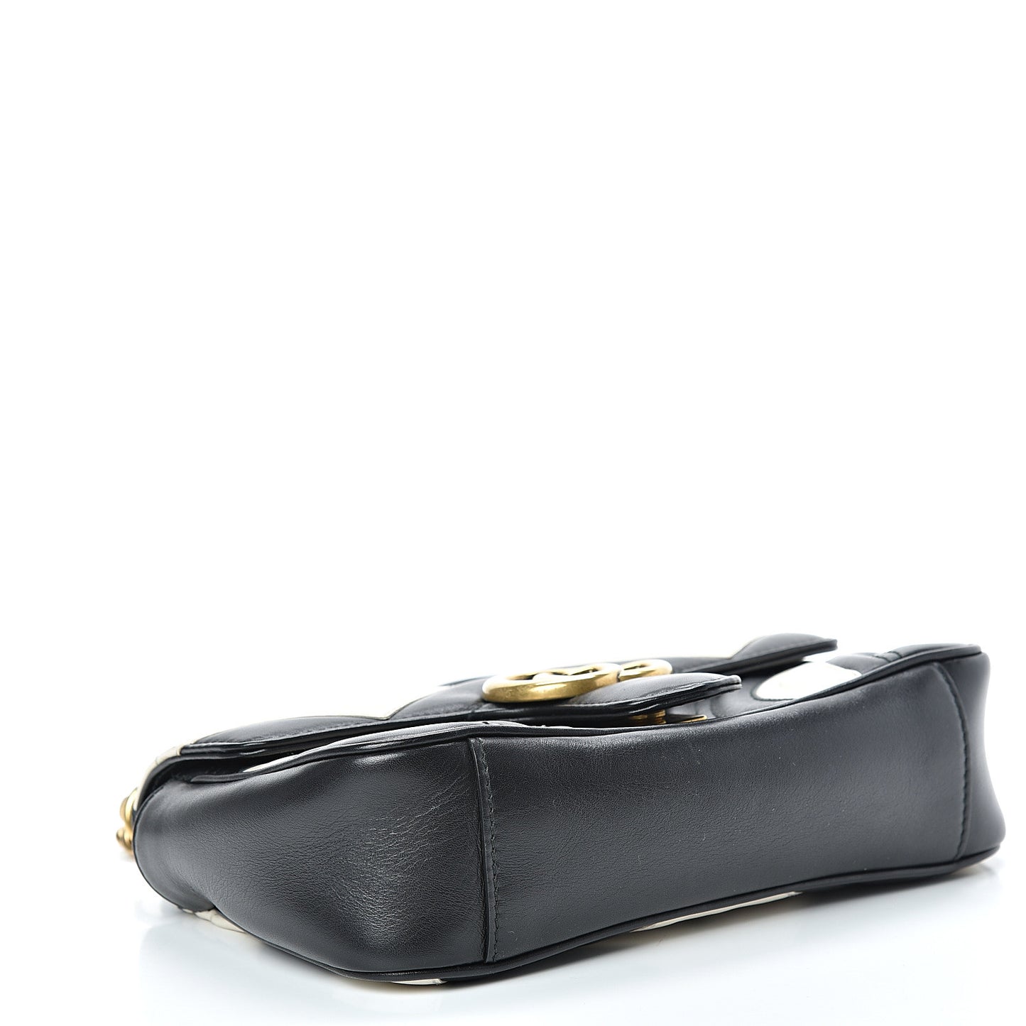 Calfskin Matelasse Mini GG Marmont Shoulder Bag Black White