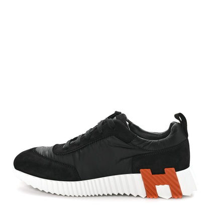 Hermes Air Mesh Suede Goatskin Bouncing Sneakers 38 Black Orange 1 of 8