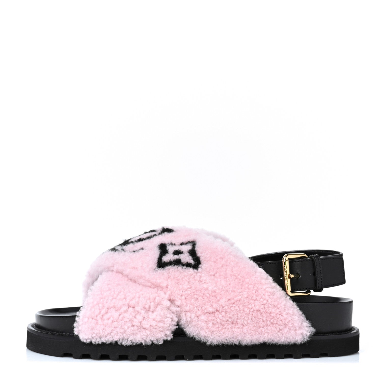 Louis Vuitton Shearling Calfskin Paseo Flat Comfort Sandal 39 Pink 1 of 8