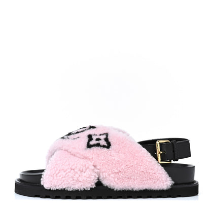 Louis Vuitton Shearling Calfskin Paseo Flat Comfort Sandal 39 Pink 1 of 8