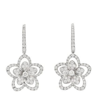 Graff 18K White Gold Diamond Wild Flower Drop Earrings 1 of 6