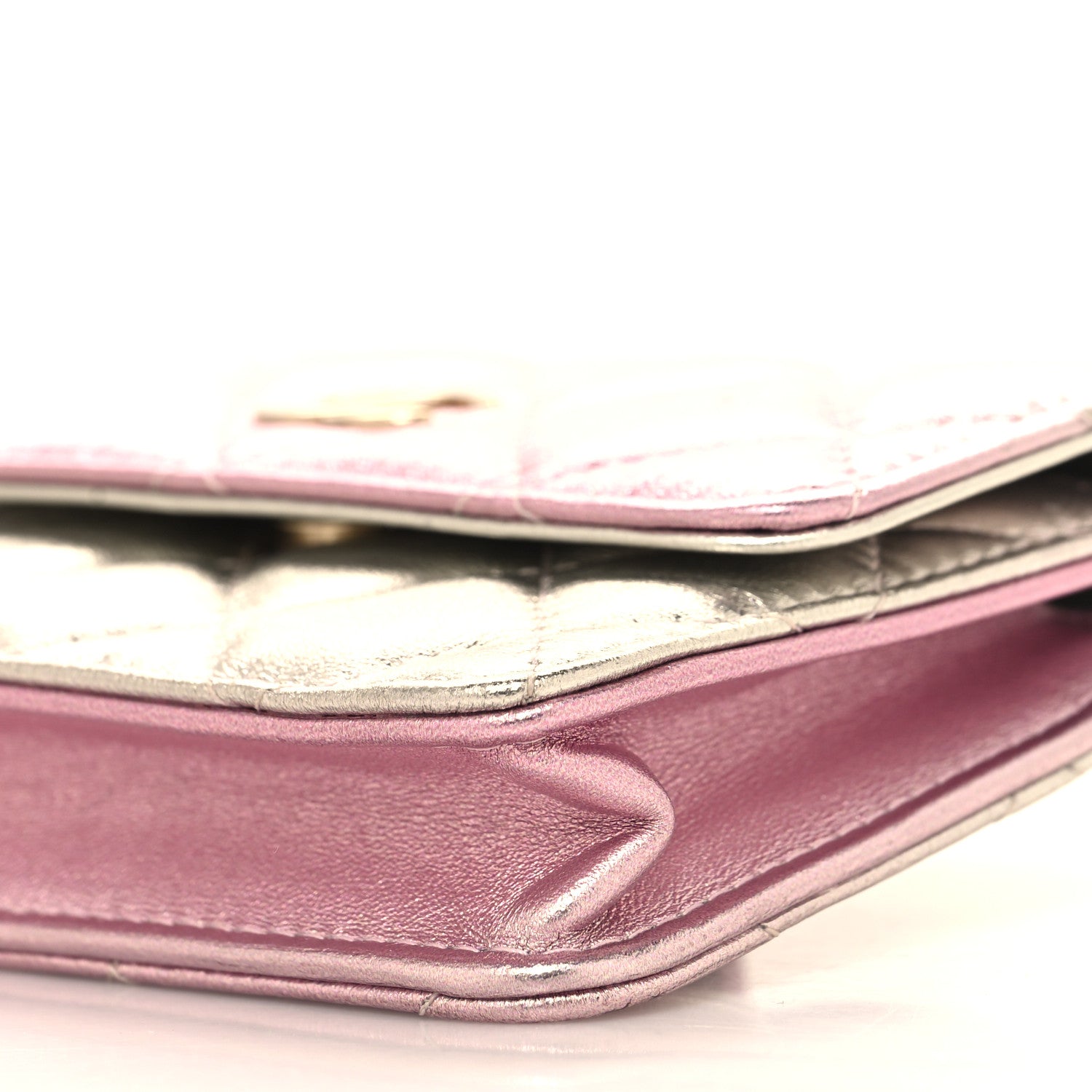 Chanel Gradient Metallic Lambskin Quilted Flap Chain Belt Bag Gold Pink 10 of 11