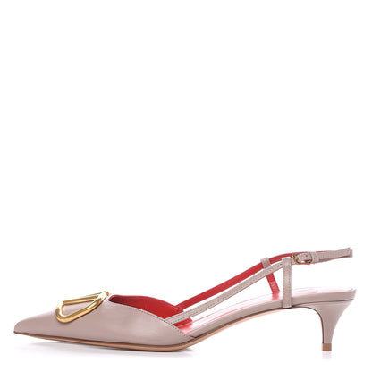 Valentino Garavani Calfskin Vlogo Slingback 40mm Pumps 38 Poudre 1 of 8